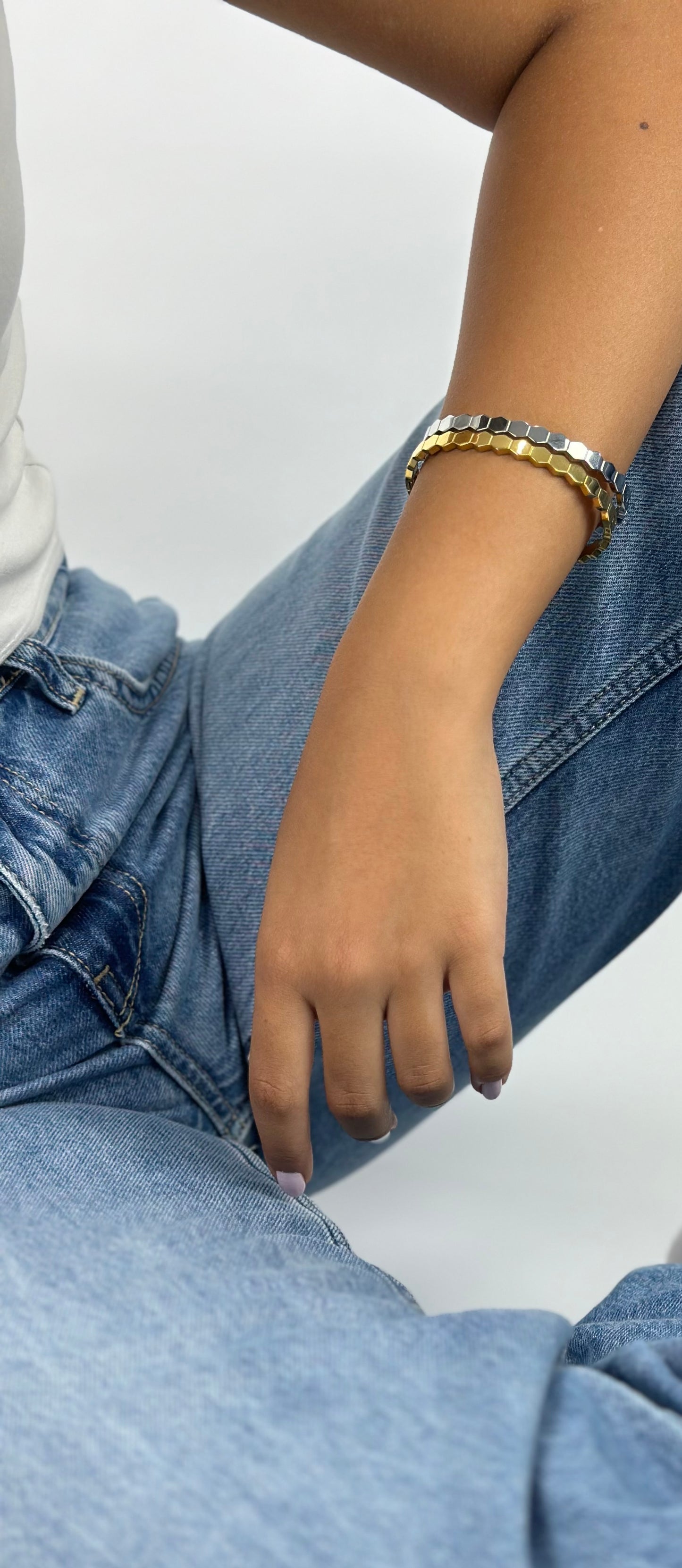 Hexagon Bangle Silver