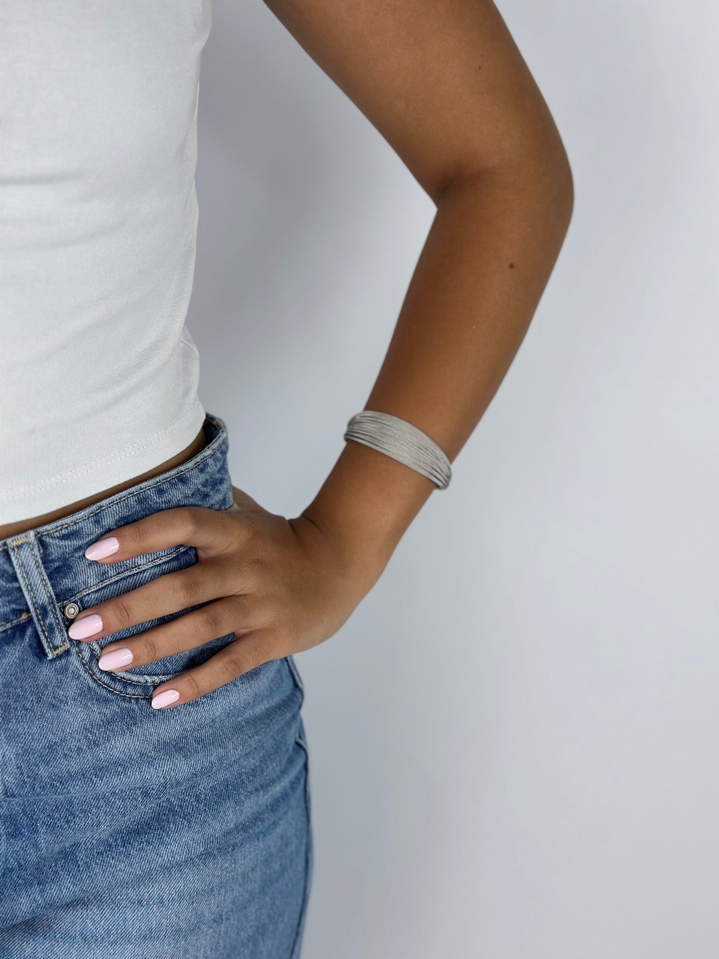 Mesh Cuff Bangle Silver