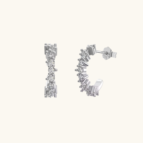 Baguette Diamond Hoops