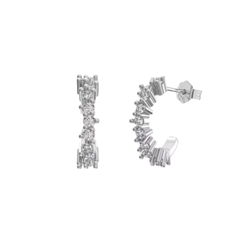 Baguette Diamond Hoops