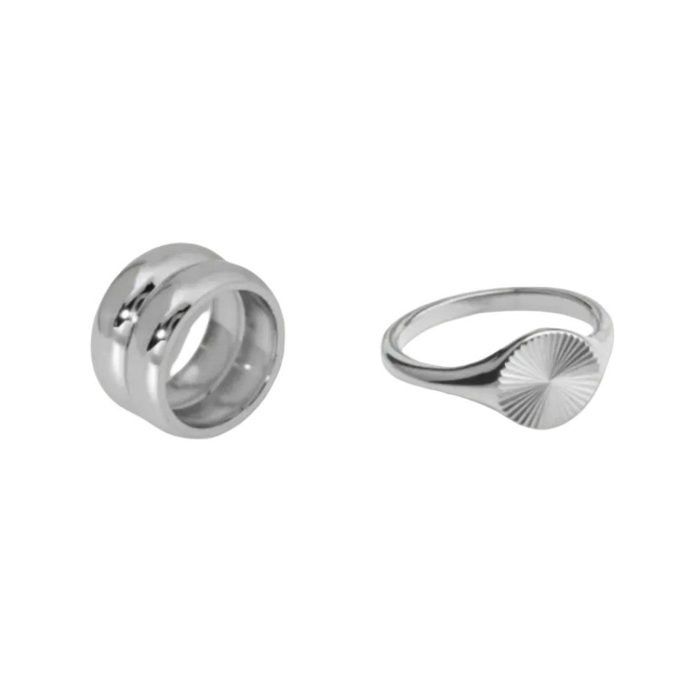 Sunburst Signet & Chunky Band Ring