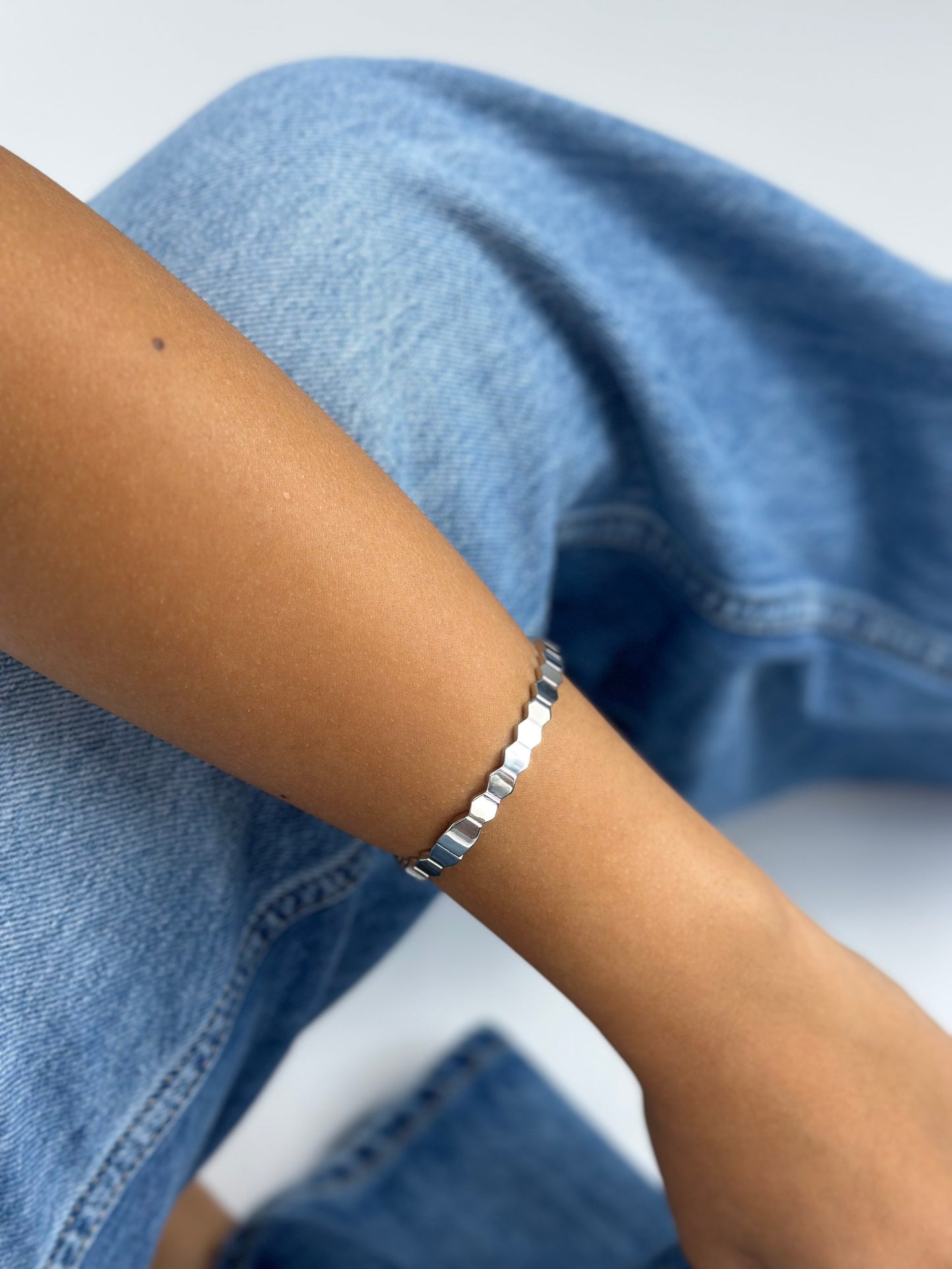 Hexagon Bangle Silver