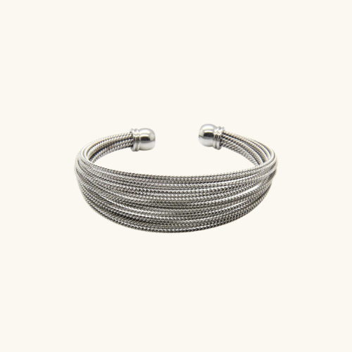 Mesh Cuff Bangle Silver