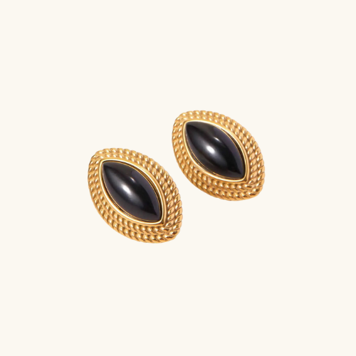 Vintage Noir Oval Studs